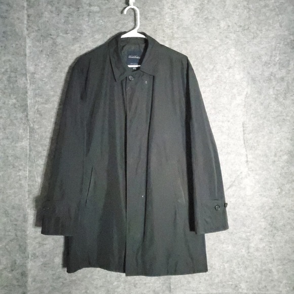 Brooks Brothers Trench Coat Jacket Mens SM Black Lightweight Outerwear Portugal